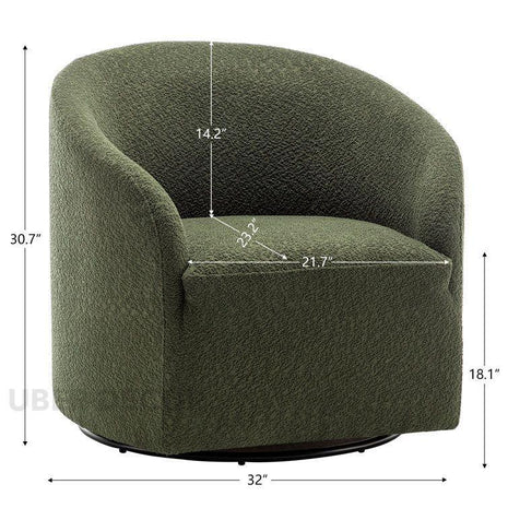 Evania Accent Chair- 32" Wide Boucle Upholstered 360 Revolving Swivel Barrel Armchair for Living Room - Uber Decor