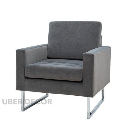 Soreva- Contemporary Chic Style Aesthetic Tufted Accent Chair with Sleek Stainless Steel Legs