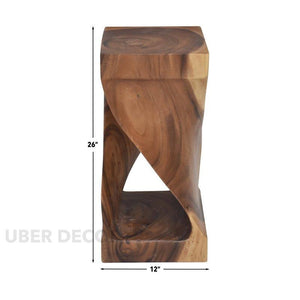 Terra Helix End Table – Sculptural Wooden Side Table, Modern Accent for Living Room & Bedroom - Uber Decor