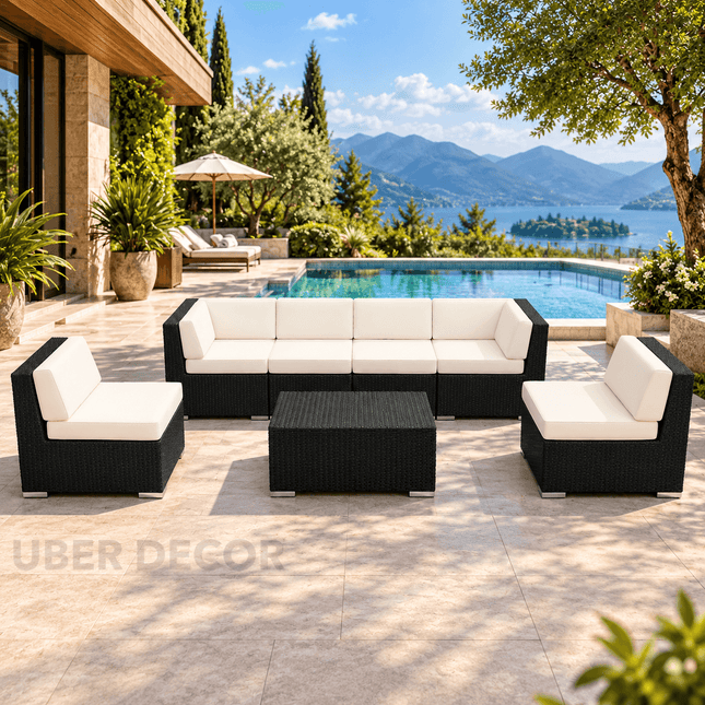 Coastava Modular Sectional Sofa Set with Center Table Outdoor Seating for Decks, Patios & Waterfront Terraces