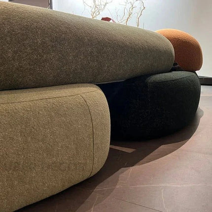 Pebble Cobblestone Curved Fabric Sofa – Artistic Rock-Inspired Modular Design Sofa Set for Living Room