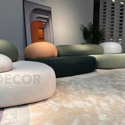 Pebble Cobblestone Curved Fabric Sofa – Artistic Rock-Inspired Modular Design Sofa Set for Living Room