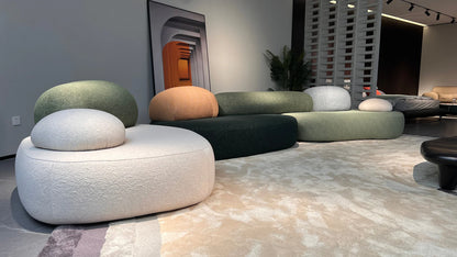 Cobblestone Pebble Curved Fabric Sofa – Artistic Rock-Inspired Modular Design Sofa Set for Living Room