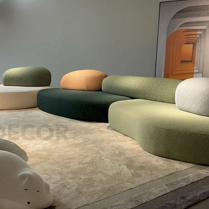 Pebble Cobblestone Curved Fabric Sofa – Artistic Rock-Inspired Modular Design Sofa Set for Living Room