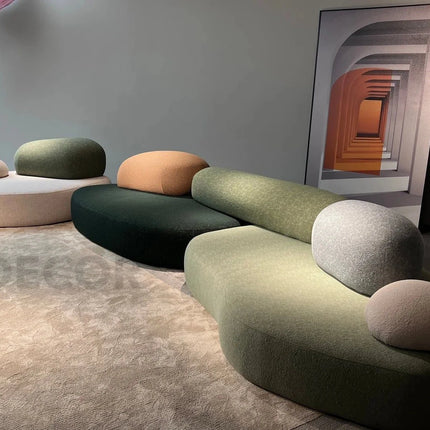 Pebble Cobblestone Curved Fabric Sofa – Artistic Rock-Inspired Modular Design Sofa Set for Living Room