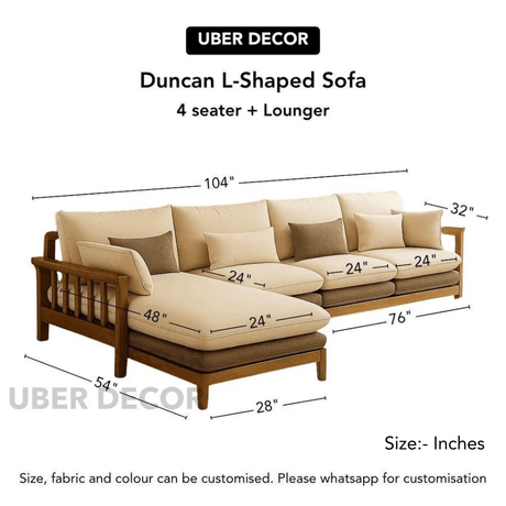 Duncan 4-Seater Japandi Style Wooden Frame L Shaped Sofa with Lounger for Living Room - product image 13
