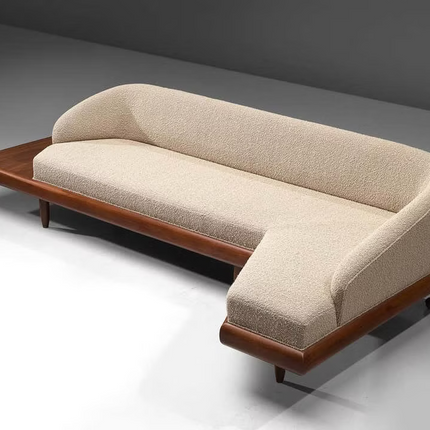 Dallas 4-Seater Modern Sectional Sofa Wooden Base Neutral Upholstered Couch for Living Room