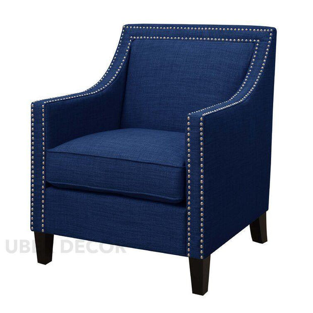 Rhesia- Traditional Style Square Shaped Embellished Upholstered Armchair for Living Room or Study - Uber Decor