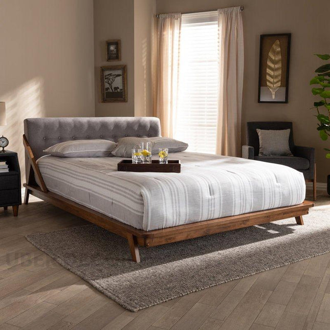 CedarLoom Mid-Century Upholstered Platform Customisable Bed for Urban Interiors - Uber Decor