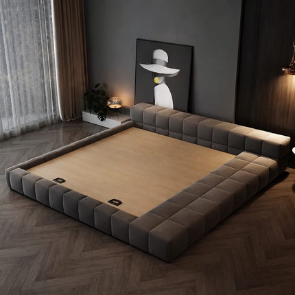 Deepdoze Grid Platform Bed – Modular Upholstery with Wide Padded Frame