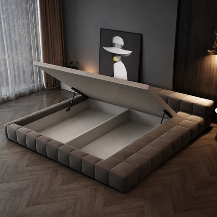 Deepdoze Grid Platform Bed – Modular Upholstery with Wide Padded Frame