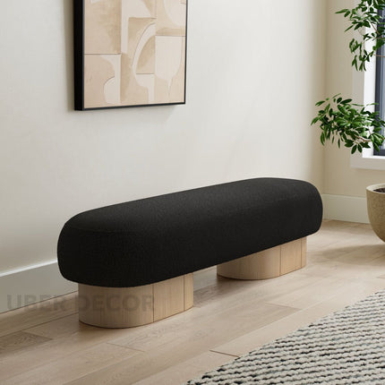 Metro Calm Contemporary Rounded Base Bench Modern Minimal Customisable Seating for Living Bedroom Lounge and Entryway