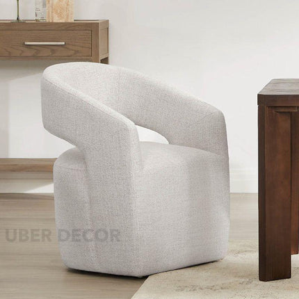 Nerra Contemporary Side Chair Custom Made with Curved Silhouette and Open Back Detail Ideal for Dining Room Bedroom or Accent Corner - Uber Decor