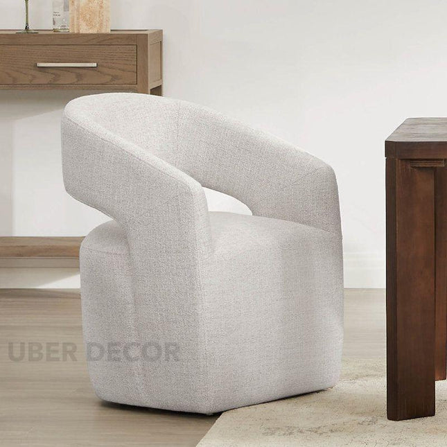 Nerra Contemporary Side Chair Custom Made with Curved Silhouette and Open Back Detail Ideal for Dining Room Bedroom or Accent Corner - Uber Decor