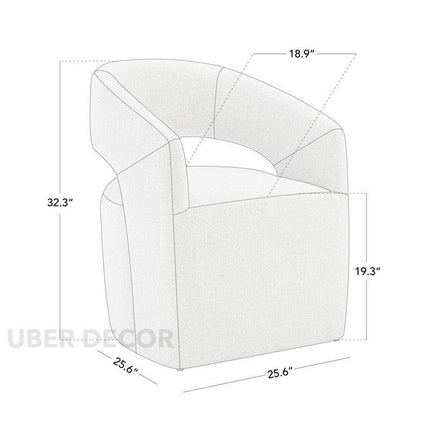 Nerra Contemporary Side Chair Custom Made with Curved Silhouette and Open Back Detail Ideal for Dining Room Bedroom or Accent Corner - Uber Decor