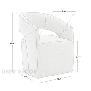 Nerra Contemporary Side Chair Custom Made with Curved Silhouette and Open Back Detail Ideal for Dining Room Bedroom or Accent Corner - Uber Decor