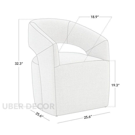 Nerra Contemporary Side Chair Custom Made with Curved Silhouette and Open Back Detail Ideal for Dining Room Bedroom or Accent Corner - Uber Decor