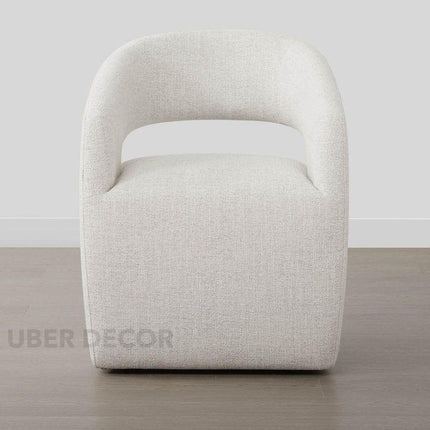 Nerra Contemporary Side Chair Custom Made with Curved Silhouette and Open Back Detail Ideal for Dining Room Bedroom or Accent Corner - Uber Decor