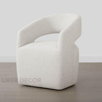 Nerra Contemporary Side Chair Custom Made with Curved Silhouette and Open Back Detail Ideal for Dining Room Bedroom or Accent Corner - Uber Decor