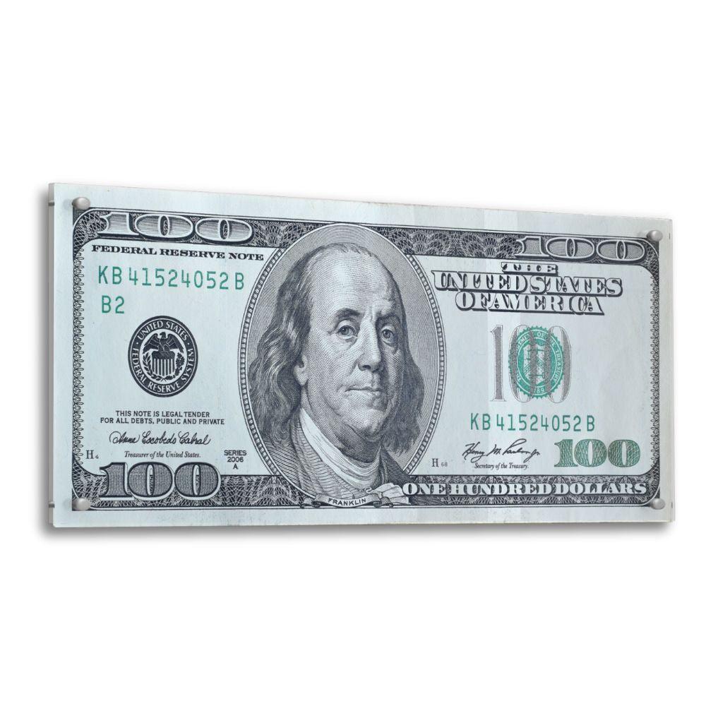 Dollar Bill Money Motivation- Glass Wall Art