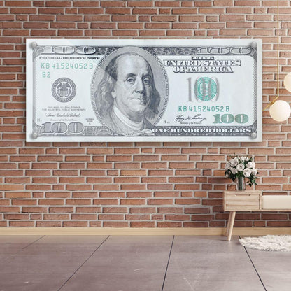 Dollar Bill Money Motivation- Glass Wall Art