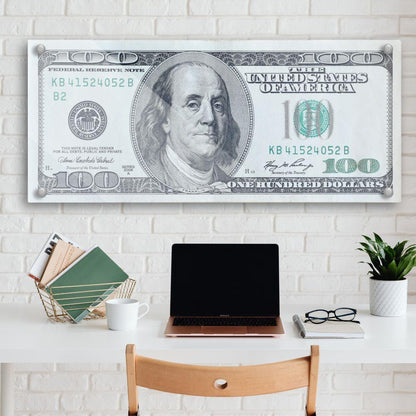 Dollar Bill Money Motivation- Glass Wall Art