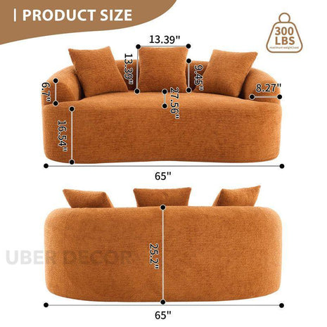 Oslen Japandi Curved Sofa – Oversized Wabi Sabi Style Couch for Living Room - Uber Decor