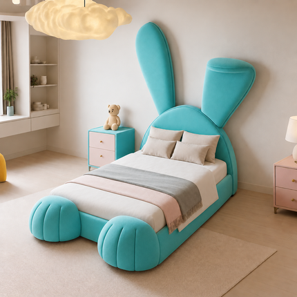Dreamtail Bunny Bed – Playful Ear Headboard with Matching Paw Footrests