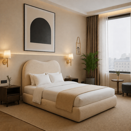 Drowse Curve Minimal Bed – Wabi-Sabi Japandi Platform Bed for Modern Bedrooms