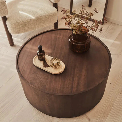Argun Round Coffee Table Modern Minimal Contemporary Coastal Inspired Designer Center Table Custom Finish Drum Table for Relaxed Seating Area