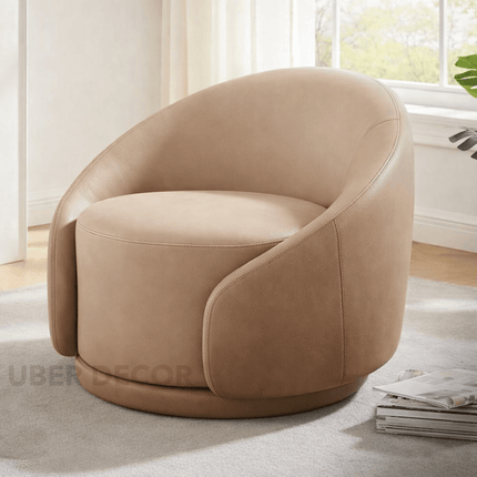 Elara Swivel Barrel Chair- Upholstered Modern Round Accent Arm Chair for Bedroom or Living Room