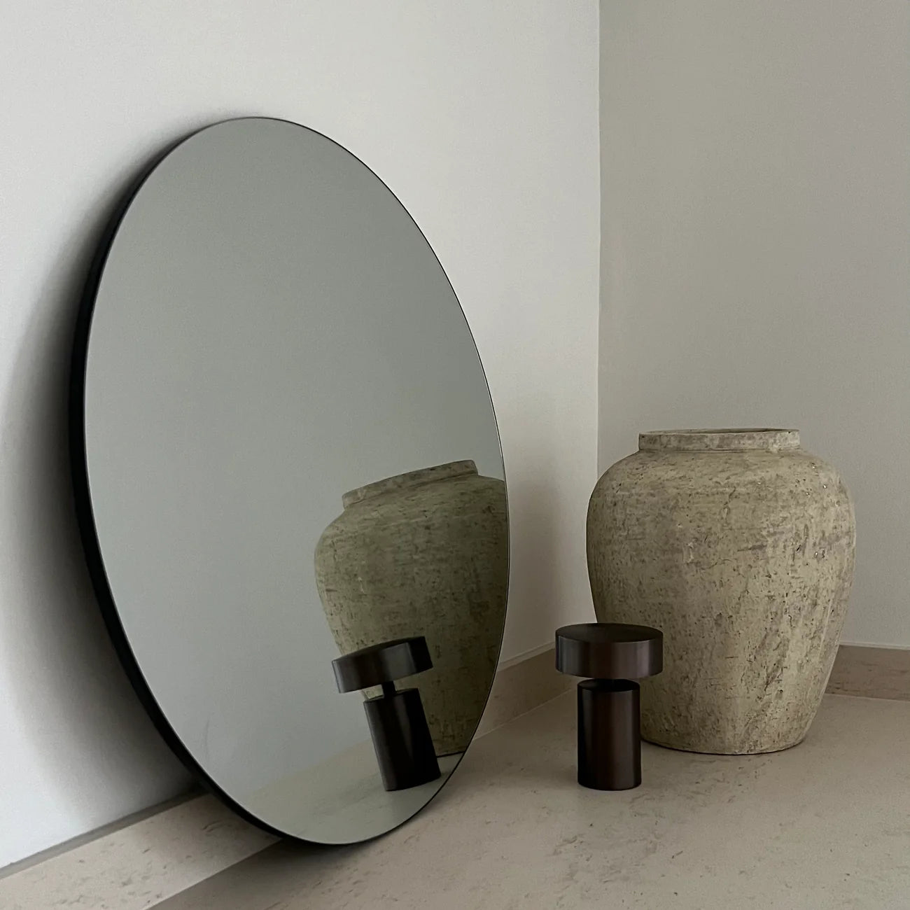 SphereBliss Round Frameless Mirror for Console Table, Powder Room or Vanity