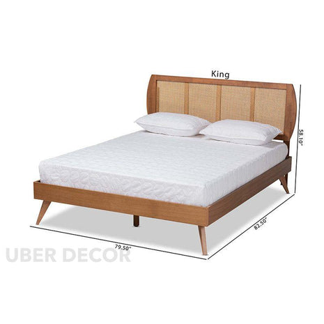 OakBend Contemporary Curved Rattan Platform Customisable Bed for Guest Spaces - Uber Decor
