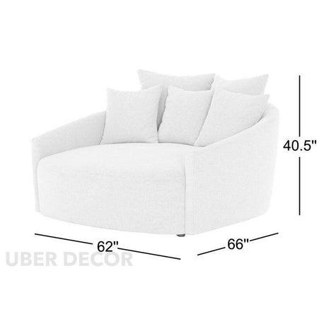 Runa 62" 2-Seater Japandi Curved Loveseat – Oversized Wabi Sabi Style Couch for Living Room - Uber Decor