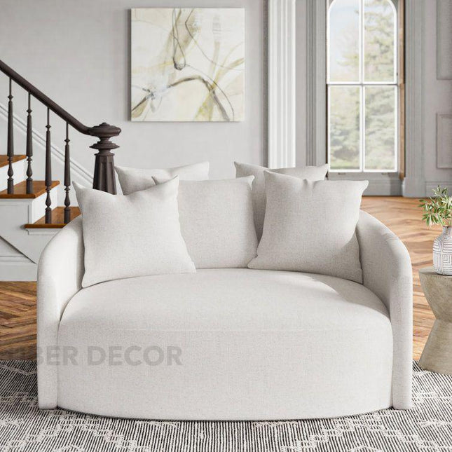 Runa 62" 2-Seater Japandi Curved Loveseat – Oversized Wabi Sabi Style Couch for Living Room - Uber Decor