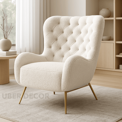 Fioren- Modern Vintage Tufted Wing Chair Accent Armchair for Living Room
