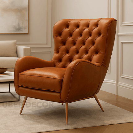 Fioren- Modern Vintage Tufted Wing Chair Accent Armchair for Living Room