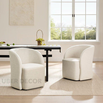 Tovia Modern Dining Chair Custom Made Barrel Back Design Ideal for Dining Room Living Area Compact Luxury Furniture - Uber Decor