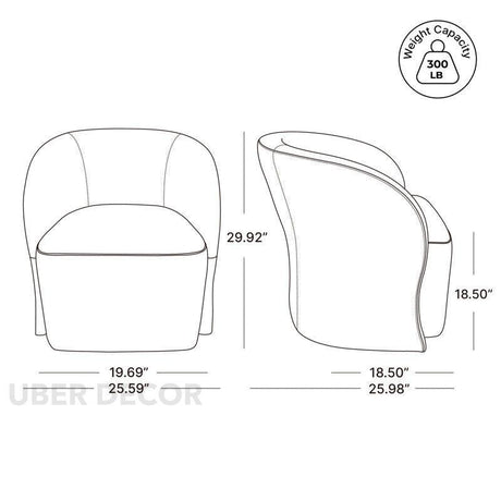 Tovia Modern Dining Chair Custom Made Barrel Back Design Ideal for Dining Room Living Area Compact Luxury Furniture - Uber Decor
