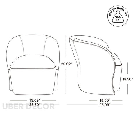 Tovia Modern Dining Chair Custom Made Barrel Back Design Ideal for Dining Room Living Area Compact Luxury Furniture - Uber Decor