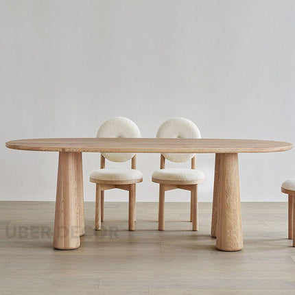 Lynne Haven Oval 6 Seater Dining Table Scandinavian Japandi Design Natural Oak Finish Sculptural Tapered Legs Ideal for Dining Room - Uber Decor