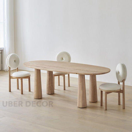 Lynne Haven Oval 6 Seater Dining Table Scandinavian Japandi Design Natural Oak Finish Sculptural Tapered Legs Ideal for Dining Room - Uber Decor