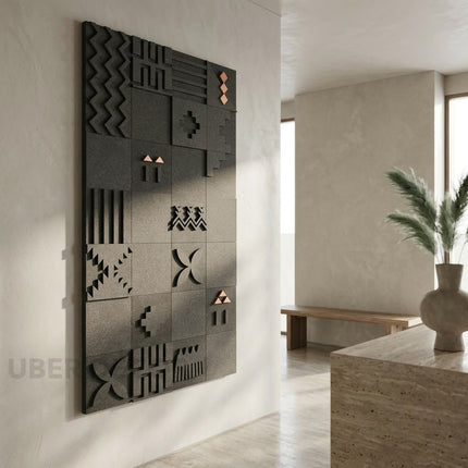 Pattern Grid Afro Modern Wall Art – Tribal Geometric Wall Art for Living Room