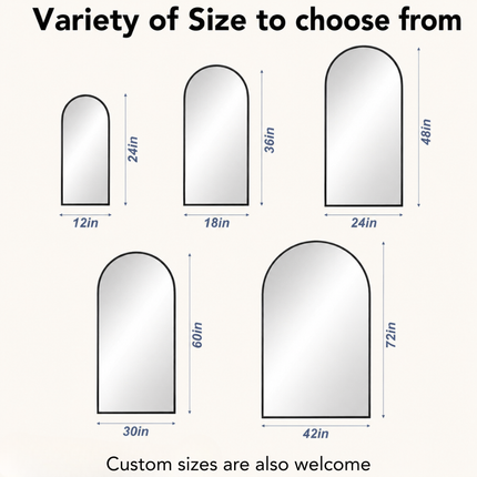 Grand Archway Wide Metal Frame Full Length Bedroom Mirror- Extra Large Arched Mirror