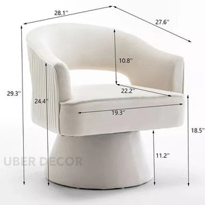 Ravelle- Modern U-Back Leather Accent Chair with Upholstered Round 360 Revolving Swivel Barrel Armchair for Living Room - Uber Decor