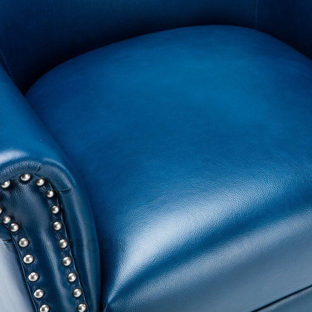 Averra Accent Chair- Traditional Faux Leather Barrel Style Embellished Armchair with Wooden Legs - Uber Decor