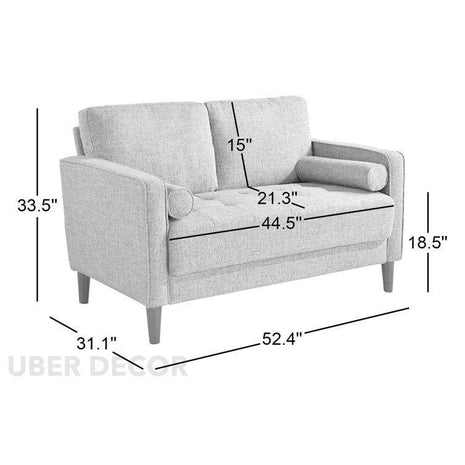 Malta 52" Square-Arm Tufted Loveseat – Customisable Mid-Century Modern Sofa - Uber Decor