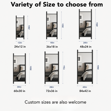 H-Frame Elegance- Metal Framed Rectangle Full Length Standing Mirror for Bedroom