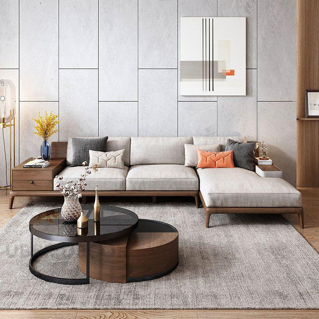 Monaco Japandi Modern Sectional Sofa Couch with Lounger for Living Room &Lounges