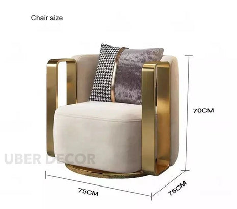 Aurelia Luxe – Modern Gold Metal Frame Accent Chair for Living Room, Bedroom & Dining Spaces - Uber Decor